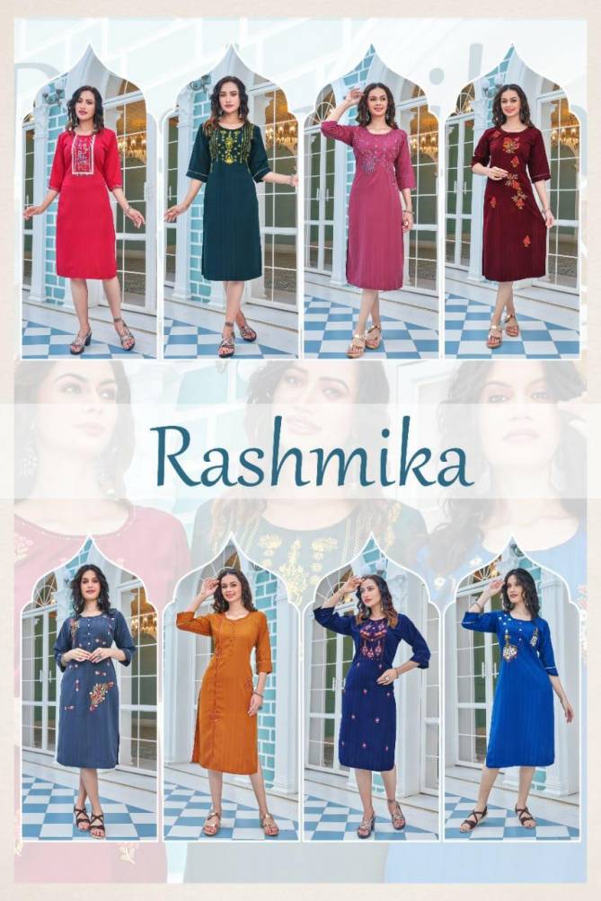Ft Rashmika 01 Ethnic Wear Wholesale Embroidery Kurti
